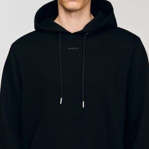 Sandro Black Pullover Hoodie with Subtle Logo